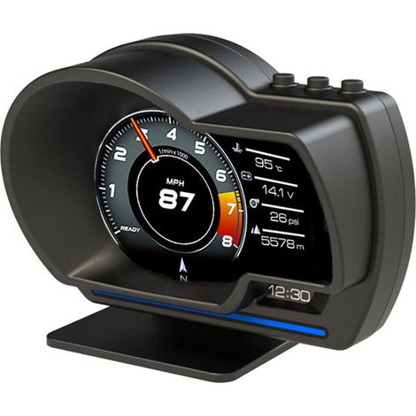Affichage tête haute (HUD) pour voiture, outil de diagnostic OBDII + GPS, compteur vitesse HD, élimination codes défauts, alarme survitesse