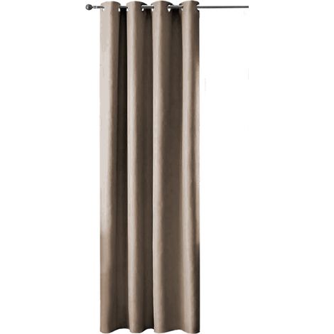 Tenda Porta Finestra Raso Sintetico 1 Pannello Coprente 140x280 Cm Occhielli Acciaio - Tortora