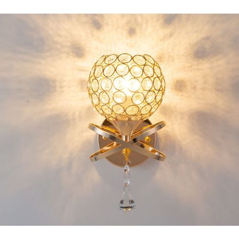 Applique murale moderne en cristal Applique murale d'intérieur avec grande boule de cristal LED Applique murale de chevet vintage pour salle à manger Salon Chambre LED--Sans source lumineuse (dorée) (1/5)