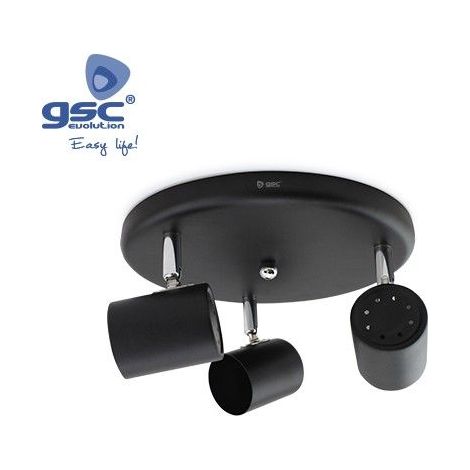 Spot de plafond 3 éléments circulaire GU10 Noir GSC 001905362