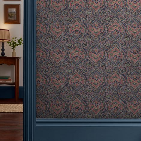 Papier peint intissé Joules Opulent Paisley Print 1005 x 52cm Bleu, rose, ocre