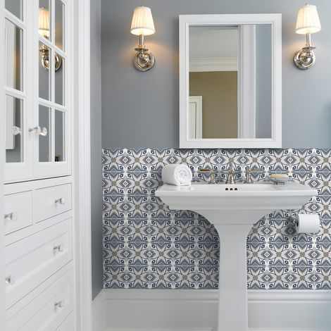 Sticker Mural Carrelage adhésif Cuisine Salle de Bain - 24 STICKERS CARREAUX DE CIMENT AZULEJOS DOLCIA - 24stickers10x10cm (1/5)