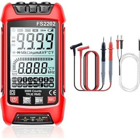 Multimètre numérique TRMS 9999 points avec plage automatique – Mesure précise AC/DC, tension, courant, résistance (1/4)