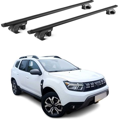 OMAC Barres de toit aluminium certifiées TÜV pour Dacia Duster mk3 2024-2026 – Pour rails de toit standards – Rainure en T – Charge max 90 kg – 2 antivols Noir (1/4)