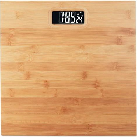 Pèse-personne numérique - - Bambou - 180 kg - Précision 100 g - Dimensions 3x30x30 cm - Affichage LCD (1/5)