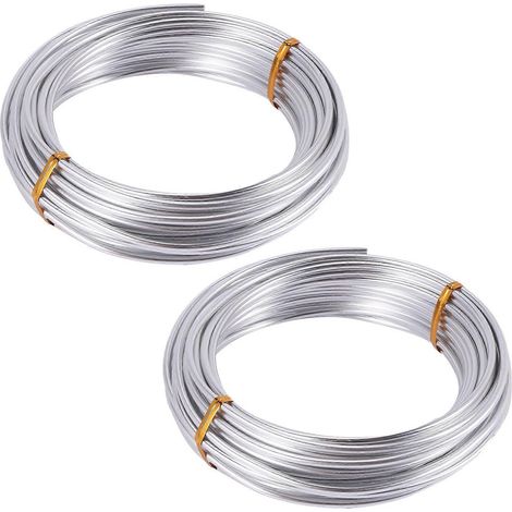 2 Aluminiumdrähte mit 3 mm Durchmesser und 10 m Silberdraht für Schmuckherstellung, Tonmodellierung, Bonsai und andere Kreationen. (1/5)