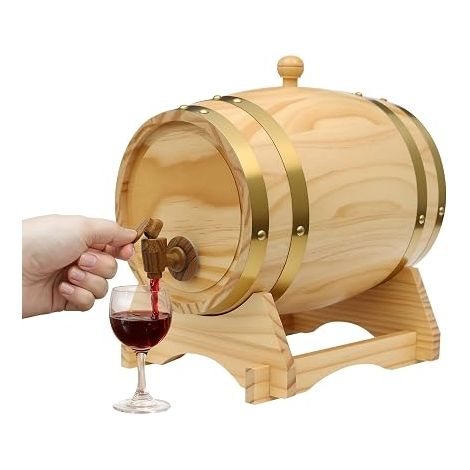 Tonneau à Vin en Bois Avec Robinet 5L Ovale Tonneau à Whisky Fontaine à Boisson Distributeur,Pour la Maison, Hôtel, Entreprise, Bar (1/5)
