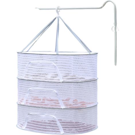 Multifunktionales, winddichtes Trockennetz mit Reißverschluss für Fisch und Obst, ideal für Balkone – 40 x 60 cm – dreilagig