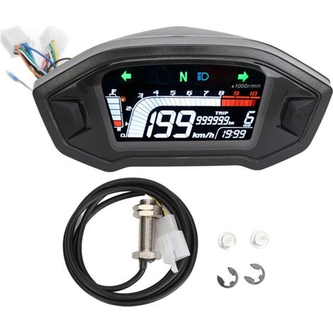 Motorcycle Digital Tachometer, Motorcycle Dashboard, LCD Digital Display, Multifunctional Speedometer, Odometer, Tachometer for Motorcycle. (1/4)