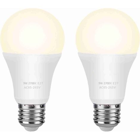 Ampoule Led e26/e27 9w Équivalent à 60w Halogène Blanc Chaud 2700k 600lm Ampoule Led Standard Pour l’Éclairage Domestique (2 Pièces) (1/4)