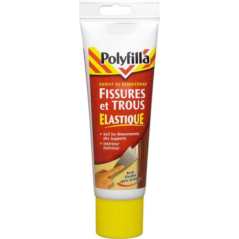 Polyfilla Enduit de Rebouchage Fissures et Trous Elastique - reste flexible après séchage - Intérieur et Extérieur - Pâte Tube 330g