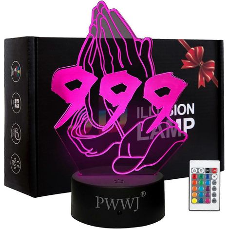 Lampe de chevet 3D SCSYV style hip-hop créatif, illusion d'optique, LED RGB à couleurs changeantes, idéale pour les fans de chanteurs et la décoration de chambre d'enfant. (1/5)
