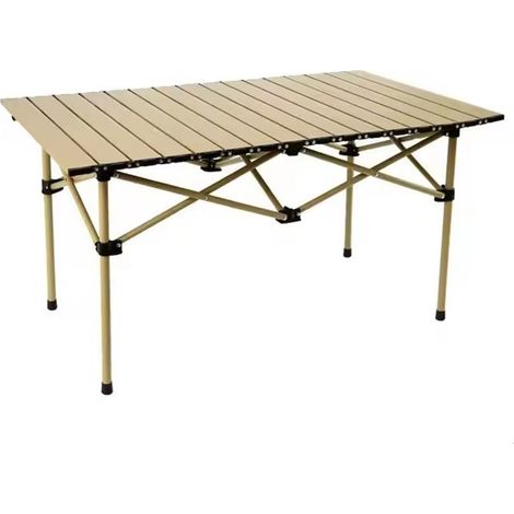TRADE SHOP - Tavolo Da Campeggio Pieghevole Da Esterno Portatile Giardino Balcone Pic Nic Beige 632836 - (1/3)