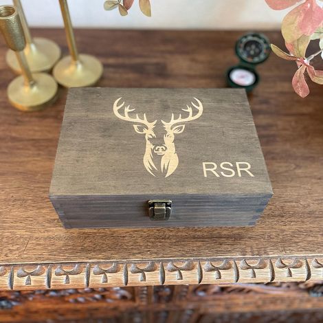 New wooden design: The Hunter's Legacy Memory Box (Grey) - 19 x 13.6 x 7.5 cm