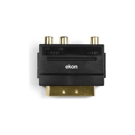Ekon ECVSCAR3RCAMF Videokabel-Adapter SCART (21-pin) 3 x RCA Schwarz