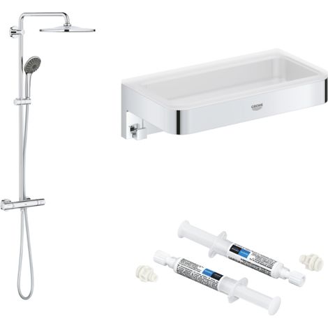 Columna de ducha termostática GROHE Vitalio Joy Shower System 310 + pastilla rectangular GROHE Start Cube + pegamento QuickGlue