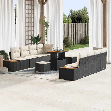 vidaXL Conjunto de sofás de jardín 11 uds. 10-Número de plazas (1/5)