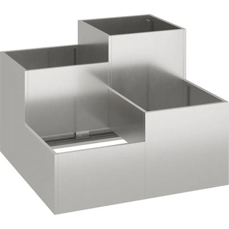 Cache-pot de jardin rectangulaire moderne 80 x 80 x 60 cm avec fond ouvert en acier inoxydable argent (1/5)
