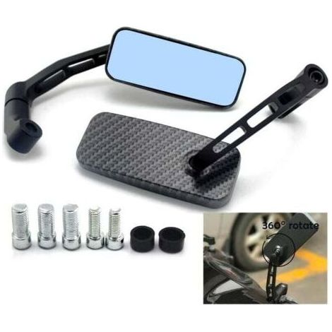 Rétroviseur de conversion de moto entièrement en aluminium, verre bleu, barre carrée courbée (imprimé serpent) (1/4)