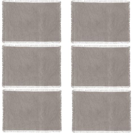 Lot de 6 sets de table en coton avec franges MAHA
