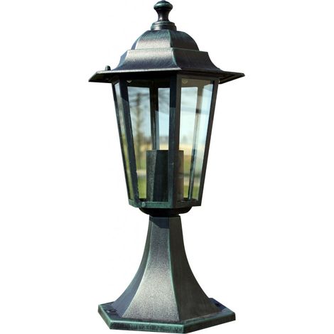 Helloshop26 – Lampadaire d'extérieur noir 41 cm en fonte d'aluminium – 1 lampe E27 60W – Verre transparent pour éclairage jardin et balcon