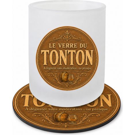 Verre Cuvée du Tonton 280 ml avec Sous-Verre Assorti (1/4)