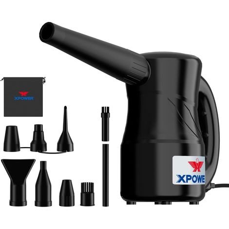 Aspirateur à Air Électrique pour la Dépoussiérage, le Séchage, le Gonflage, le Nettoyage de Voiture, le Soufflage de Feuilles (Noir, A-2S) (1/5)