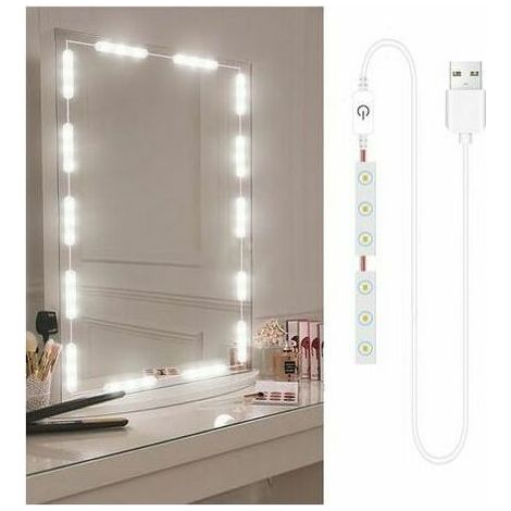 LED Makeup Mirror Light Dimmable Touch Control Vanity Mirror Light Bathroom Mirror with USB Cable LED Strip Vanity Mirror 2pcs 6 LEDs - 2pcs 6 LEDs (1/5)