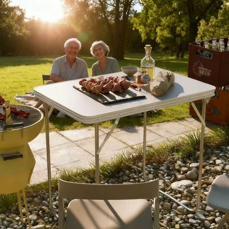Klappbarer tragbarer Gartentisch aus Aluminiumlegierung / 80cm / faltbar für Terrasse, Camping, Strand, Balkon, Büro