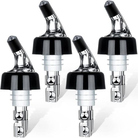 Set aus vier Edelstahlflaschen (30 ml) – Ausgießer geeignet für Wein, Cocktails und Speiseöle. (1/5)