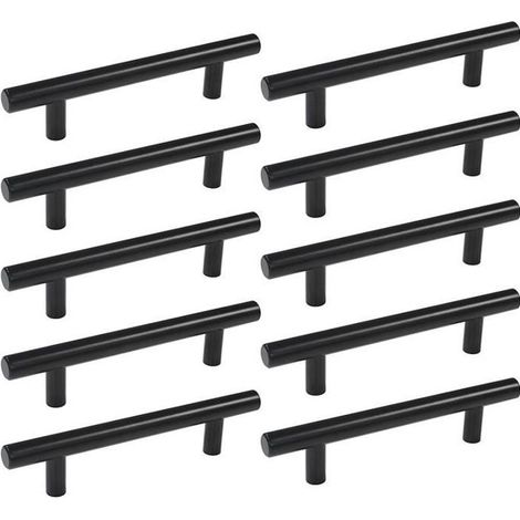 Lot de 20 poignées de porte d'armoire en acier inoxydable noir 128 mm avec vis (1/4)