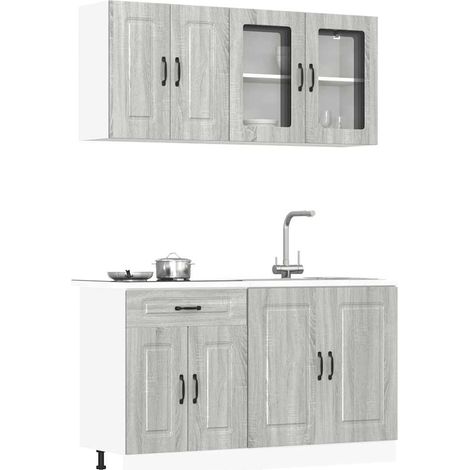 4-tlg. Küchenschrank-Set Kalmar Grau Sonoma Holzwerkstoff