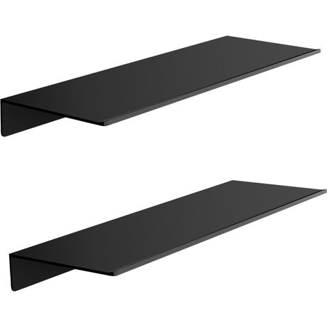 Étagère Murale en Métal, Lot de 2, Noire, Longueur 40cm, Etagere Murale Flottante pour Salon, Chambre, Salle de Bain, Cuisine, Etagere Douche (1/5)