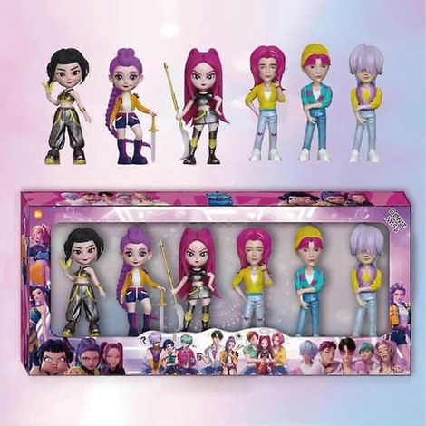 LYERCW - Lot de 6 figurines K-POP Chasseurs de Démons - Figurines de collection d'idoles coréennes super mignonnes, parfaites pour les accessoires de maison de poupée