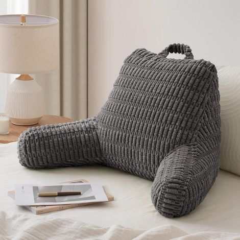 Lesekissen für Terminkalender, dunkelgrau, 76 x 46 x 28 cm, 1 Rückenkissen, geeignet zum Sitzen auf einem Bett oder Sofa. (1/5)