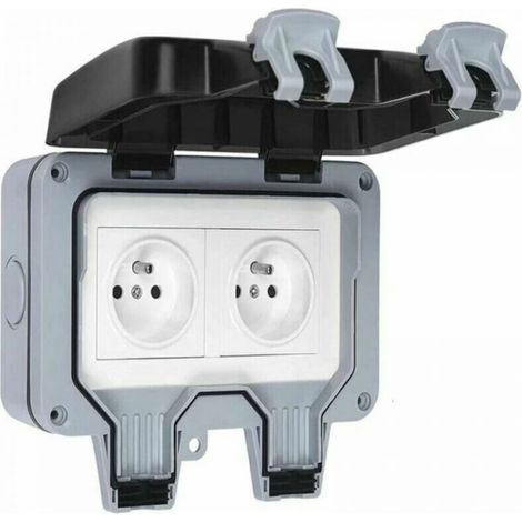 Prise étanche Double Prise Electrique Extérieure IP66 étanche Prise Murale 16A - RWPrise de courant complète (1/5)