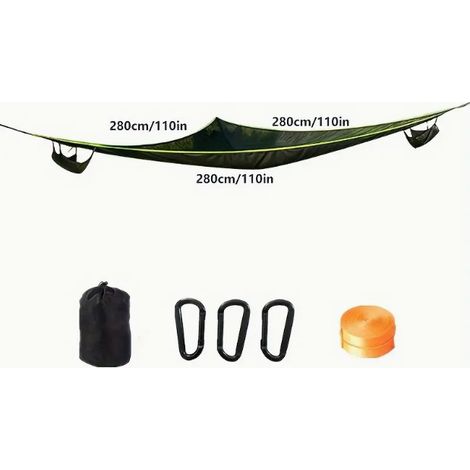 Modèle de base 280&280&280 cm Hamac triangulaire double pour camping en extérieur, anti-basculement, en maille respirante (1/5)