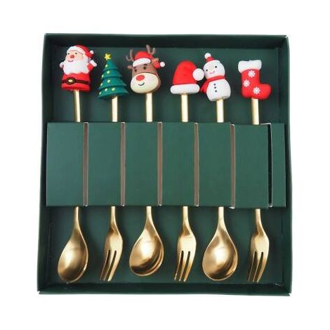 ECARLA set di cucchiai e forchette con statuine natalizie, 6 pezzi in una scatola LYZ6 (1/5)