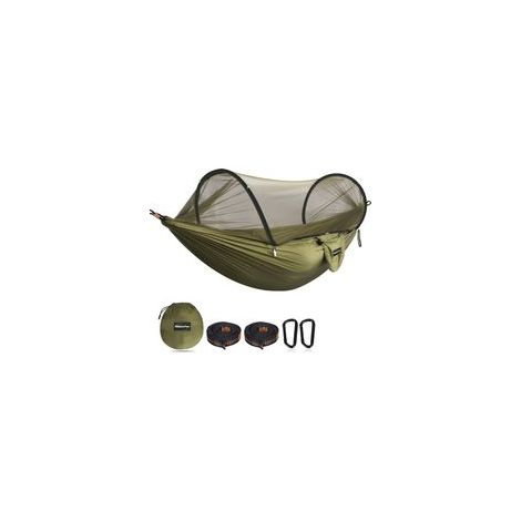 Hamac de camping ultra-léger Hamac en filet anti-moustiques Capacité de charge de 300 kg, nylon de parachute respirant à séchage rapide 2 mousquetons haut de gamme, 2 x élingues en nylon (1/5)