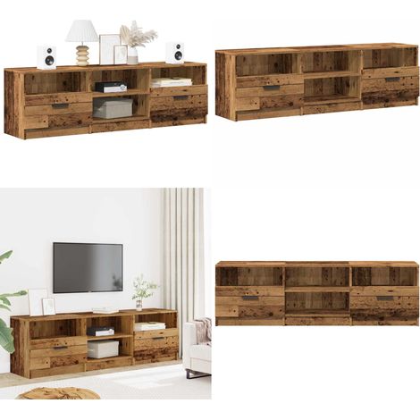 vidaXL Meuble TV vieux bois 150x33,5x45 cm bois d'ingénierie (1/5)