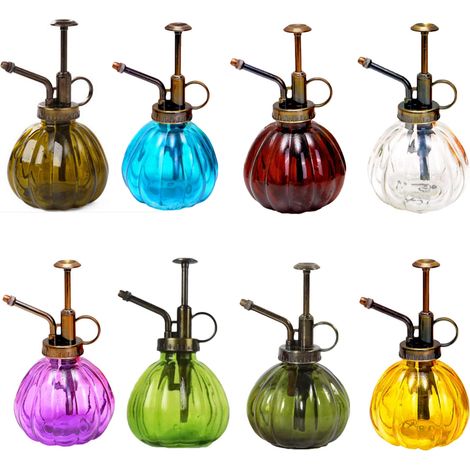 Pulvérisateur en verre 200ml pour plantes, pompe métallique verte avec anneau doigt, design élégant et robuste, idéal succulentes