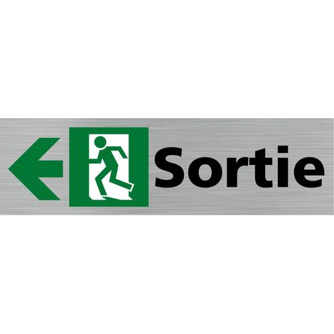 Pictogramme SORTIE DE SECOURS GAUCHE (Q0161).- Adhésif aspect aluminium brossé - (1/5)