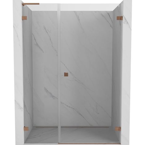 Mexen Lunar-B L porte de douche pivotante droite 150 cm, transparent, cuivre brossé - 832SL-150-050-65-00-P (1/5)