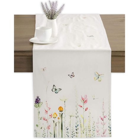 Frische botanische Tischdecke für Partys, Abendessen, Feiertage, Küche, Frühling/Sommer (33 x 183 cm) - Crezuo