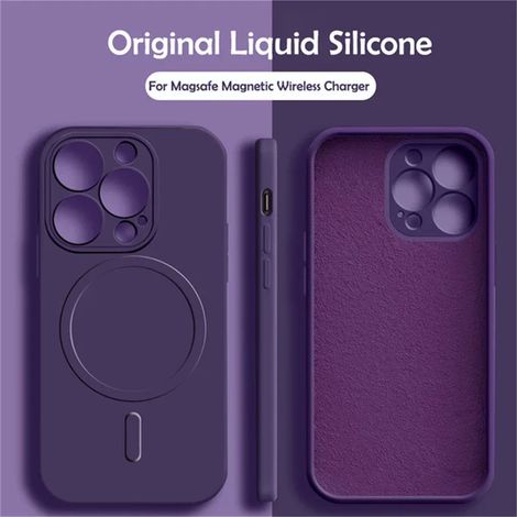 Coque MagSafe en silicone liquide pour iPhone 13 Pro Max (violet foncé), compatible avec la recharge sans fil magnétique