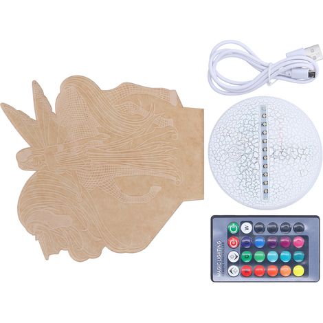 Veilleuse 3D LED 16 couleurs, lampe de table à illusion d'optique, décoration pour chambre d'enfant, cadeau de Noël Kx-77 (1/5)