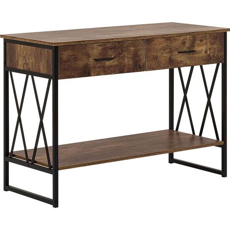 Tavolino consolle con 2 cassetti color legno scuro Ayden (1/5)