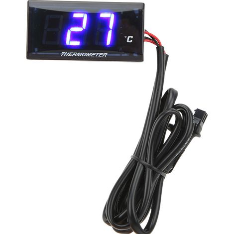 Jauge de température d'eau LCD 12V pour moto, manchon en T 16mm, rétroéclairage bleu, indicateur fin universel (1/5)