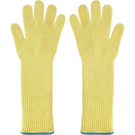 Gants résistants aux coupures, Fibre 2 couches résistant au feu Anti-coupure résistant à la flamme 500 degrés Celsius sécurité travail BBQ four gant sécurité travail gant Coupe extensible confortable. (1/5)