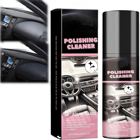 Nettoyeur Poli,Nettoyage Cuir Voiture Interieur,Spray De Beauté Intérieur,Nettoyant Cuir Plastique pour Interieur de Voiture,Car Interior Cleaner,Intérieur De Voiture Agent De Polissage (1/5)